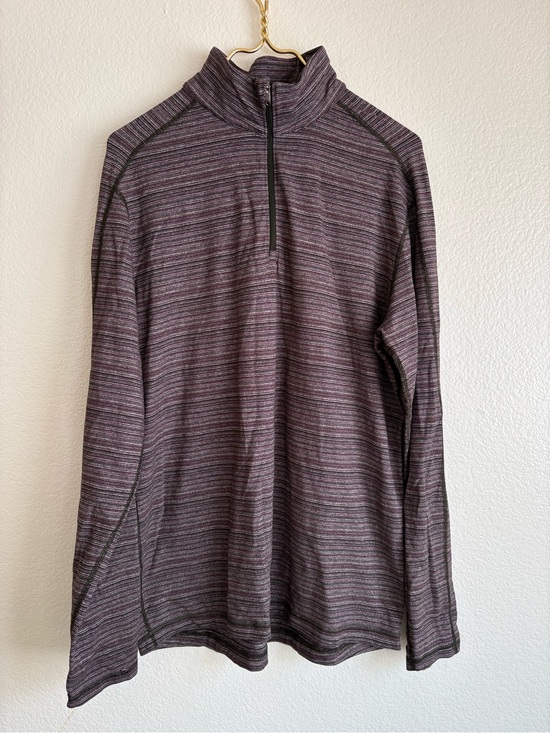 lululemon athletica Other - lululemon athletica Men's Striped Half-Zip Pullover - Olive green/burgundy